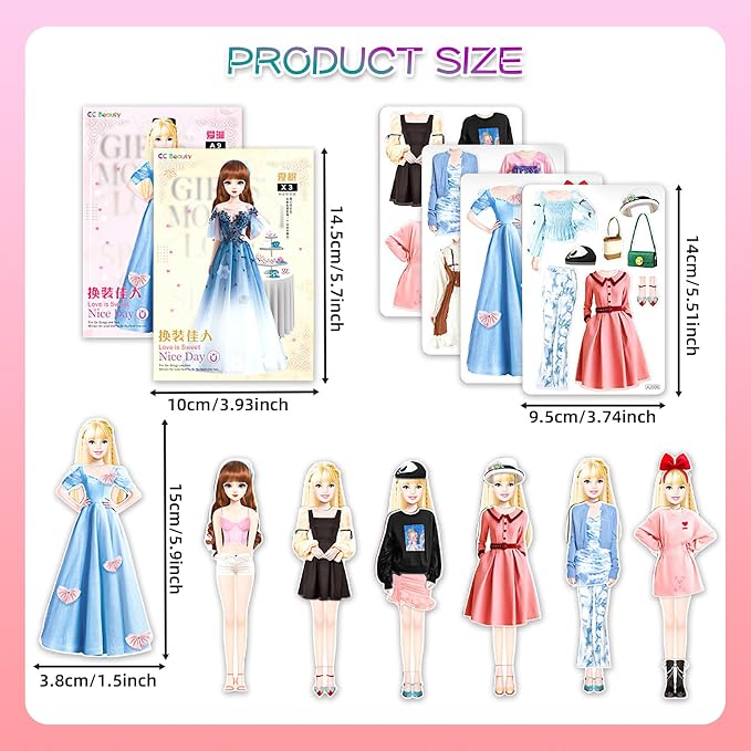 Magnetic Dress Up Paper Dolls for Girls Ages 4-7, Pretty Princess Game Paper Dolls Dress Up Toys, Creating Imaginative Birthday Gifts