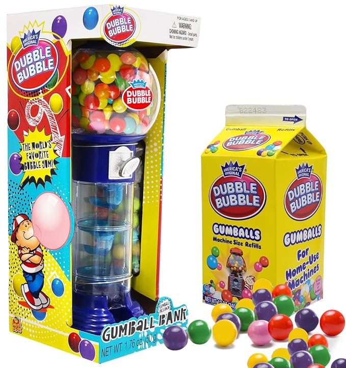 Gumball Machine for Kids 4-Pack, Coin Operated Bubble Gum Machine and Toy Bank, 10.5" Inch Tall Spiral Fun Candy Dispenser Includes 150 Gum Balls, Great Candy Dispenser Gift for Girls and Boys