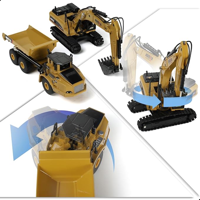 Dump Truck and Excavator Toys Set, Construction Vehicle Diecast Dump Truck Model Birthday Gift for Adult (1/50-Dump & Excavator Set)