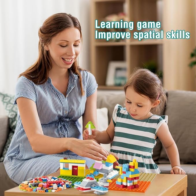 1200 Pieces Classic Building Bricks Set – Bulk Basic Blocks in 12 Colors & 14 Shapes, Compatible Bulk Block, STEM Educational Toy Suitable for Boys & Girls Ages 6+, Packed in Box.