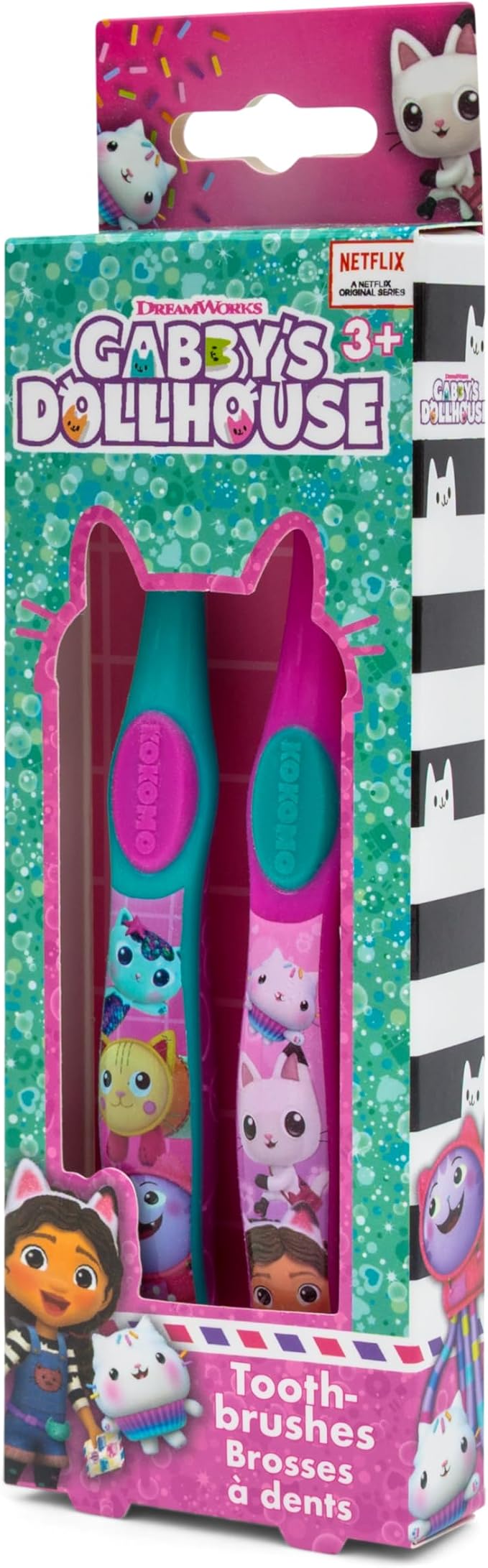Gabby's Dollhouse Twin Toothbrush for Kids, Manual, Pack of 2