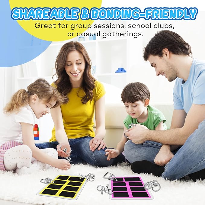 Metal Brain Teaser Puzzles Ring Educational Toys, Steel IQ Games Physics Mind Metal Puzzles for Adults, Unlock Interlock Game, Brain Teaser Puzzle for Party Favor Kids (A+B+C)
