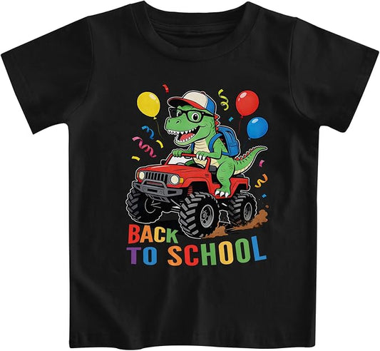 Lovekider Cotton Shirt for 3-6T Boys Truck Dinosaur Toddler Kids T-Shirt Short Sleeve Excavator Construction T-Rex Tee Shirts