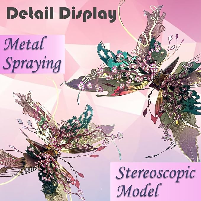 3D Metal Puzzles for Adults,Butterfly Model Building Kits,Cute Insect Design,Brain Teaser Puzzle,DIY Mechanical Assembly Kit Creative Ornament Suitable for Home Decor Art Craft (Pink)