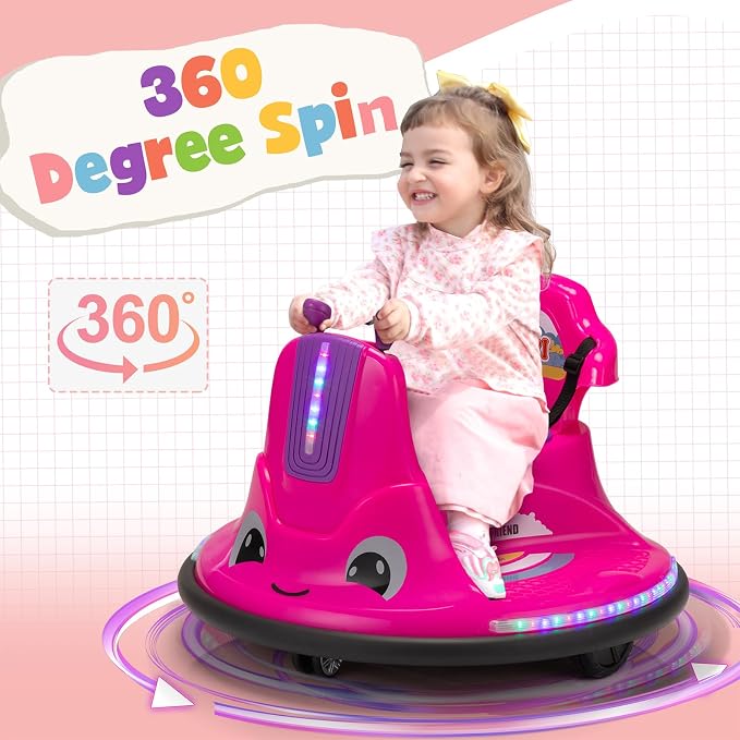 TOBBI Kids Electric Ride On Snail Shape Toy, 12V Battery Powered Toddler Bumper Car with Parent Remote Control/Funny Stickers/360 Degree Spin for Children of Aged 1-6-Azzure