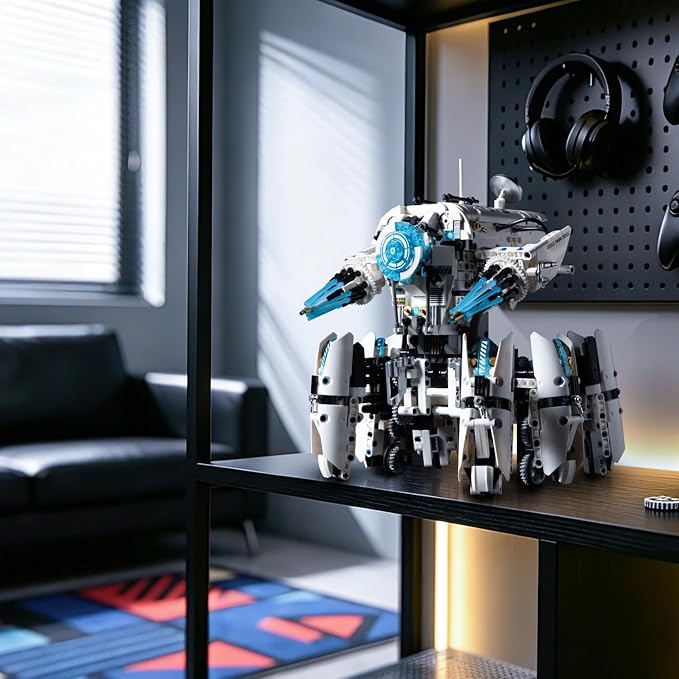 Technic RC Robot Building Set,STEM Mecha Toy Coding for Boys 8-12 | Programmable,ABS Plastic,Hexapod,Walking System,LED Cyber Lights,Remote Control＆App,Mecha Model,1406PCS,Birthday Gift