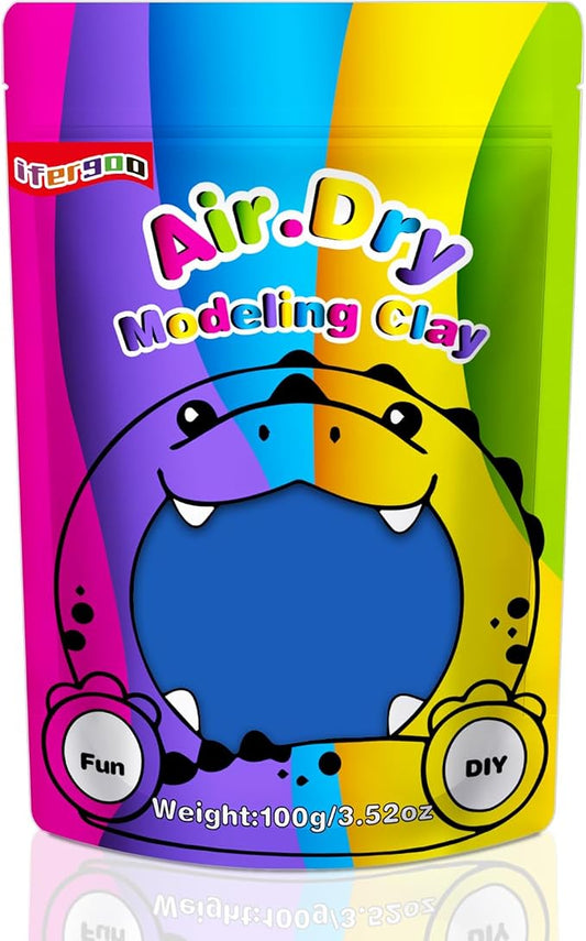 ifergoo Blue Air Dry Clay, DIY Creative Modeling Clay for Kids, Super Light Magic Foam Clay for Kids Age 3-12, Soft, No-Sticky & Non-Toxic, Molding Clay for School Art & Craft Project(Blue 100g/3.5oz)