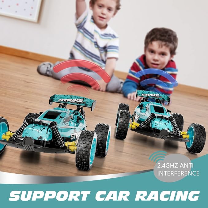Tecnock RC Cars Remote Control Car for Kids, 1:18 Scale 20 KM/H 2WD Offroad Buggy, 2.4GHz RC Racing Car with USB-C Easy Charging & 50 Mins Playtime, Toys Gifts for Boys & Girls