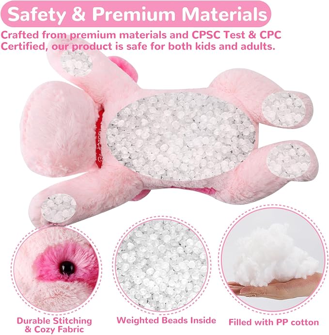 meowtastic Pink Dog Weighted Stuffed Animals - 28 Inch 5.0 Pounds Weighted Plush Dog Stuffed Animals - Large Stuffed Dog Plush - Cute Plush Toys Gifts for Kids & Adults (28" 5.0 lbs)