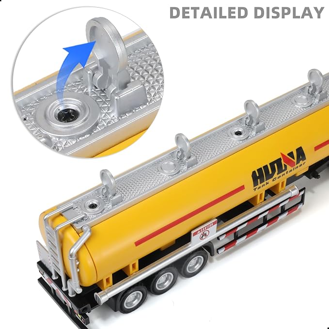 Tanker Semi Truck Toy, Large 1/50 for MAX Diecast Model Oil Tank Metal Transport Truck, Semi Truck and Trailer Gifts for Boys Adult Model Car Collector -BlueYellow