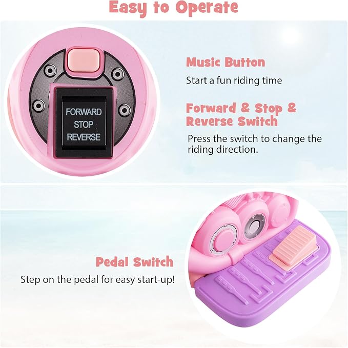 Costzon Kids Motorcycle, 6V Battery Powered Ride on Motorcycle with Bubble Maker, Music, LED Headlight, Forward & Backward, 3 Wheels Electric Motorcycle for Kids, Gift for Boys & Girls (Pink & Purple)