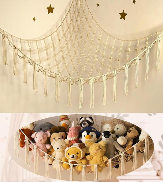 mirolam Stuffed Animal Storage Hammock Net - Toy Hammock Net for Stuffed Animals Corner - Hanging Stuff Animal Organizer Holder Large Size Baby Nursery Room Decor