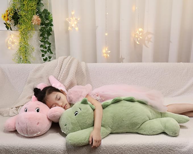 XMV 31 inch 5 lbs Dinosaur Weighted Stuffed Animals, Large Weighted Plush Animal, Cute Plush Toy Pillow, Soft Dino Plushie Gifts for Adults, Kids, Boys and Girls (Pink)