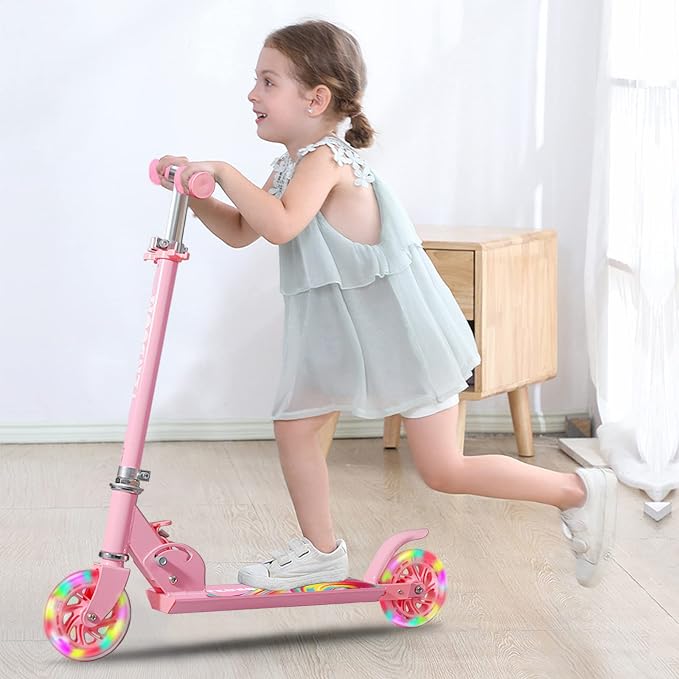 Scooter Toys for Kids Ages 6-12/3-5, Christmas Birthday Gifts for Girls Boys, Easy Folding Kids Scooter with 3 Levels Adjustable Handlebar
