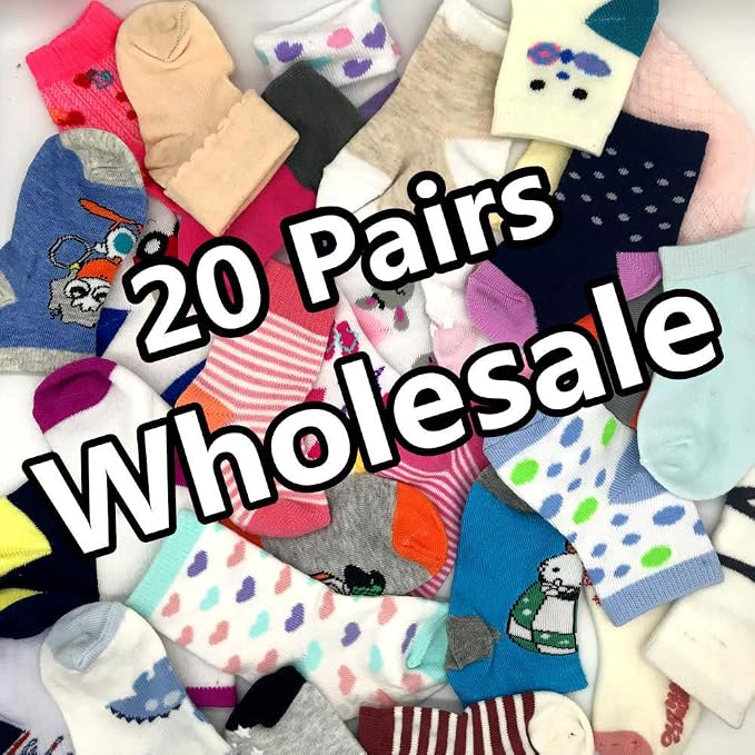 WAFUNNE 20 Pairs Baby Socks Wholesale for Infant Toddler Kids Children (Pattern at Random)