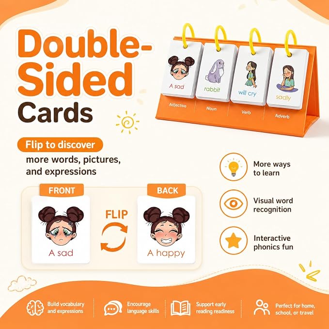 Alened Phonics Flash Cards Sentence Building for Kids, Learn to Read Sight Words Phonics Flashcads, Special Education Homeschool Classroom Supplies