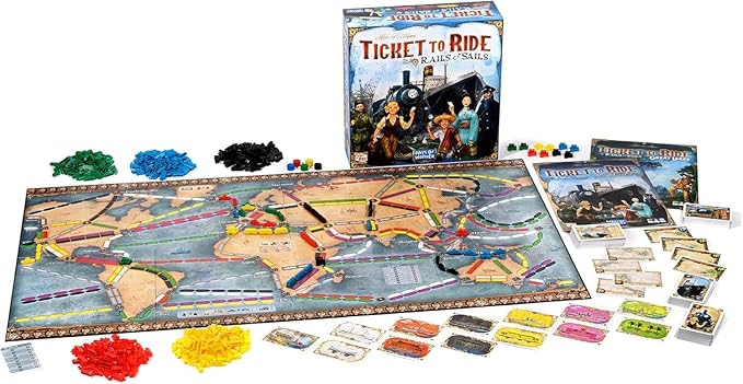 Asmodee Ticket to Ride Rails & Sails Board Game - Train Route-Building Strategy Game, Family Fun for Kids & Adults, Ages 10+, 2-5 Players, 90-120 Minute Playtime