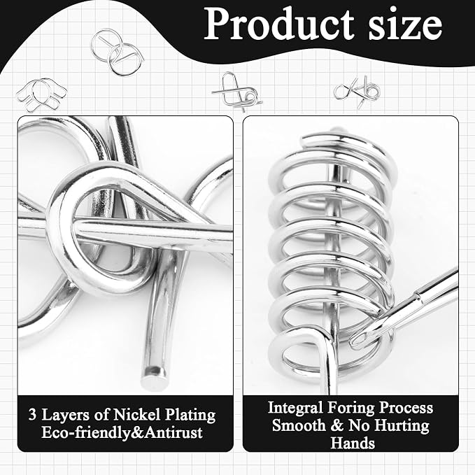 36Pcs Metal Brain Teaser Puzzles Set with Pouch,Steel IQ Games Physics Mind Metal Puzzles,Brain Teaser Wire Puzzle Game,Wire Magic Trick Toy for Adults Challenge Gifts