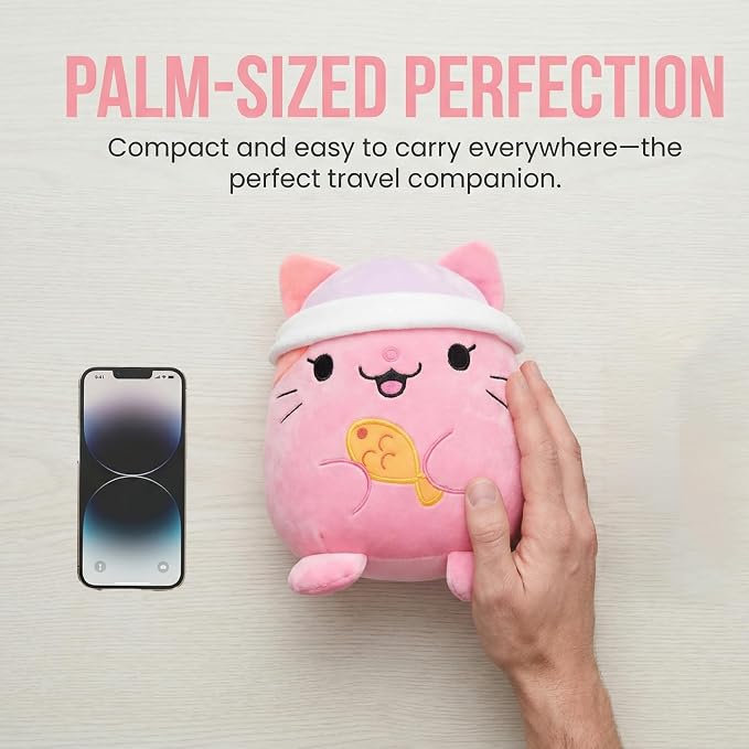 AIXINI Animal Plush Toys Set - Panda, Brown Bear, Bunny, Corgi, Pink Cat with Cute Hats, Soft Stuffed Animals for Kids, Christmas Birthday Gifts (Pink Cat, Medium Size)