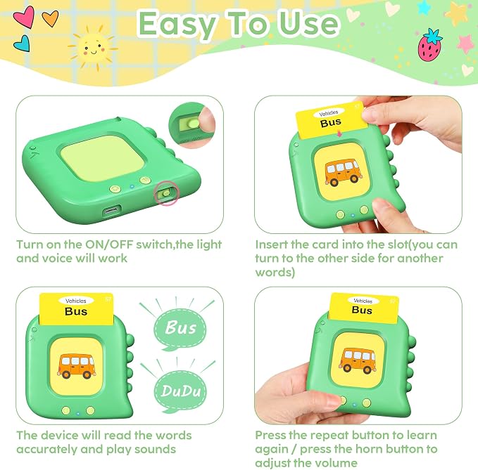Talking Flash Cards,Kids Toddler Flash Cards with 240 Sight Words,Montessori Toys,Autism Sensory Toys,Speech Therapy Toys,Learning Educational Toys Gifts for Age 4 5 6 Years Old Boys and Girls