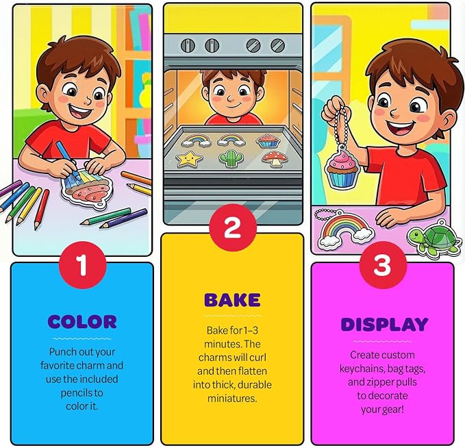Shrinky Magic Craft Kit for Kids - Shrink Kit for Girls - Arts and Crafts for Kids Ages 4-8, 6-8, 8-12 - Craft Kits - 6 7 8 Year Old Girl Birthday Gifts - Toys for Girls 8-10 - Gift for Boys Ages 6+