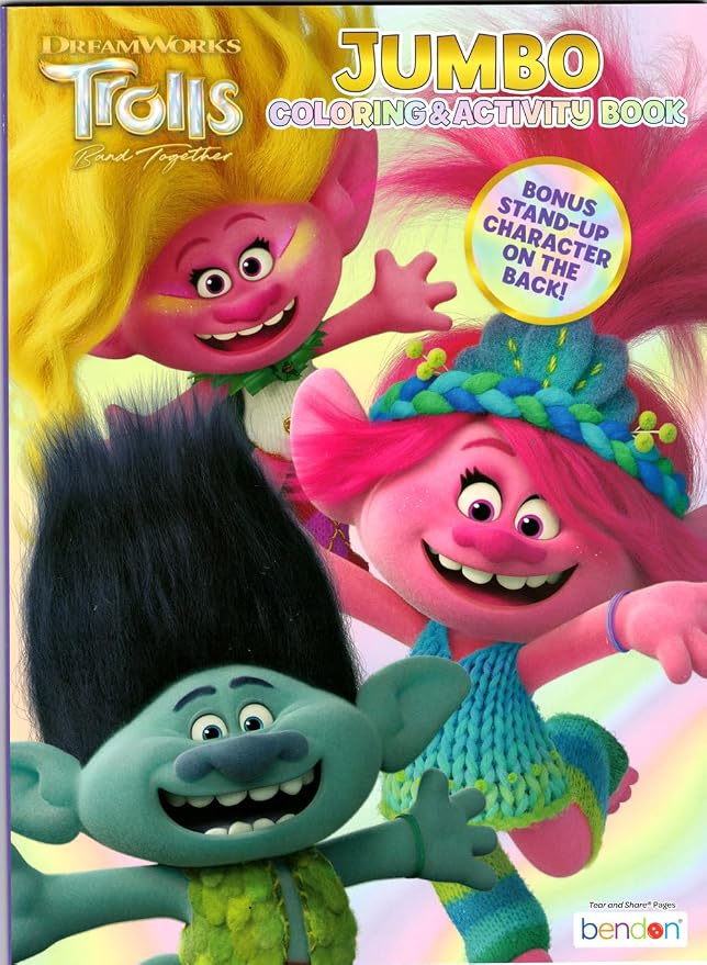 Bendon Trolls Coloring Activity Book and Sticker Set for Kids