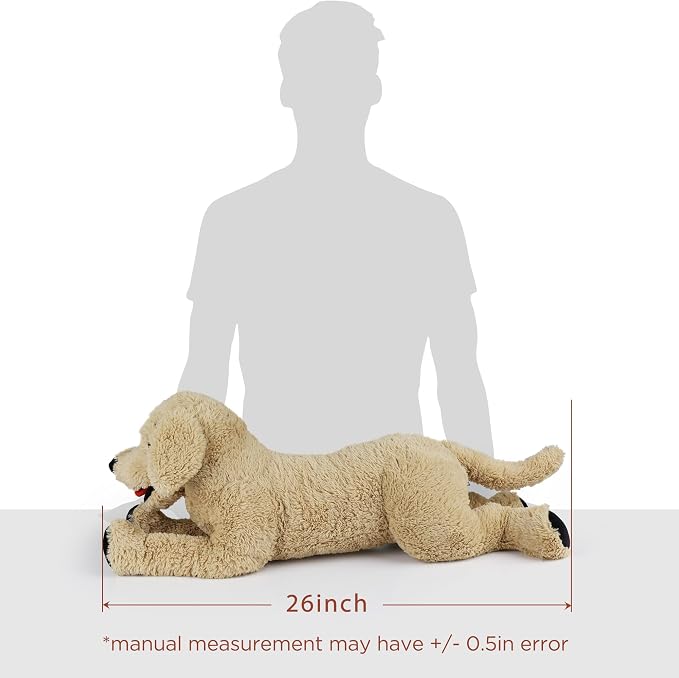 LotFancy Dog Stuffed Animals, 26'' Cuddly Golden Retriever Stuffed Animals, Dog Plush Toy, Large Stuffed Dogs for Birthday, Beige