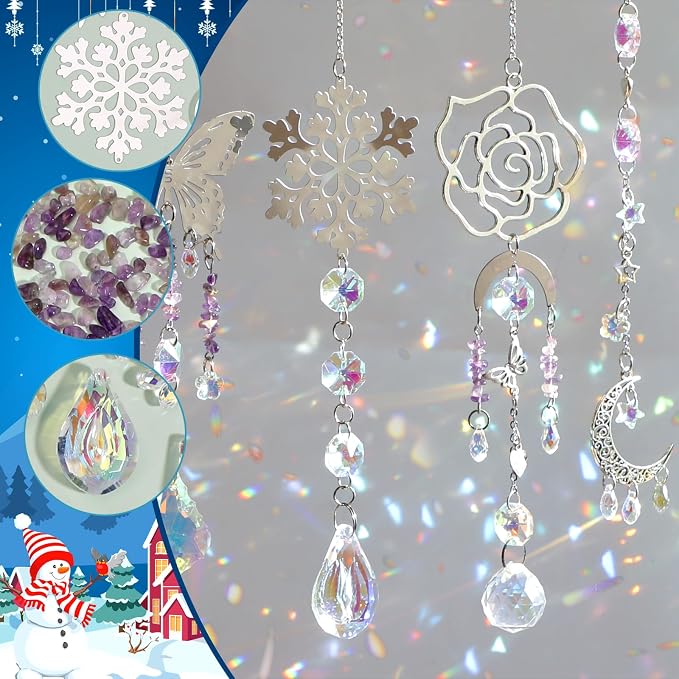 DIY Suncatchers, 400pcs Sun Catchers Making Supplies Kit Art and Crafts for Adults Hanging Prism Sun Catcher with Crystals Rainbow Maker for Christmas Decor Indoor Window Home Wedding Outside Garden