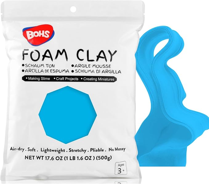 BOHS Sky Blue Modeling Foam Clay - 1.1 Lbs, Squishy,Soft, Air Dry -for Flower Mirror,Cosplay,Fake Bake, Slime Supplies-500g
