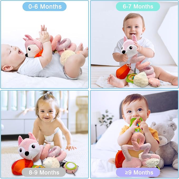 MONSTIME Car Seat Toys Infant Toys 0-6 Months, Newborn Toys 0-3 Months Brain Development for Carseat Stroller Crib with Music Rattles Teether, Baby Toy for 0 3 6 9 12 Boys Girls
