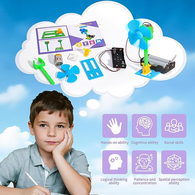Bulk STEM Kits - 8 Set Electrical Fans, Girls Boys Crafts Science Kits for Kids Age 8-12, STEM Toys for Boys 6-8 8 10 12 13 Classroom, Engineering Activities Experiments Projects Circuit Sunmmer Toys