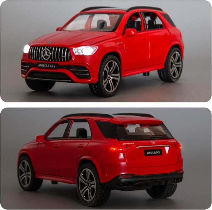 WAKAKAC 1/32 Scale Diecast Car Model AMG GLE 63S SUV Toy Car Pull Back with Light and Sound Toy Vehicles for Girls Boys Gift(Red)