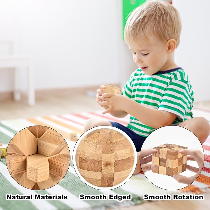 GOLDGE 30pcs Brain Teaser Puzzle Set for Adults & Kids – Ancient Wooden & Metal 3D Puzzles, IQ Logic Games for Family, Parties & Coffee Breaks. Unlock & Solve Interlocking Challenges, Educational Toy
