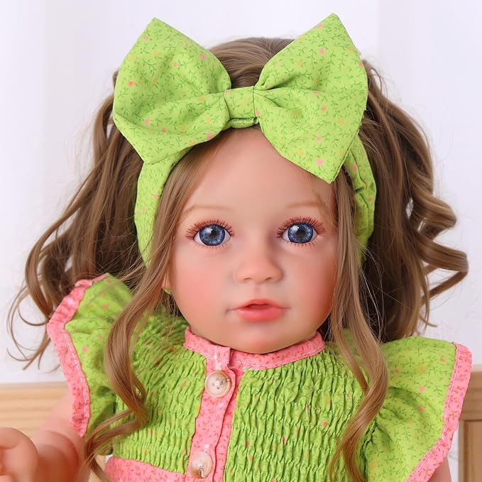 BABESIDE Lifelike Reborn Baby Dolls Dara - 20 Inch Realistic-Newborn Baby Doll Brown Hair Girl Handmade Real Life Baby Dolls with Clothes and Toy Accessories Gift for Kids Age 3+