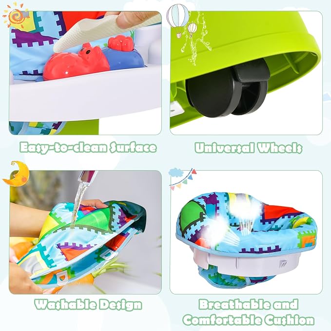 HONEY JOY Baby Bouncer Activity Center, 4 in 1 Toddler Bouncing Activity Saucer & Playtime Mat & Activity Table, Toy Rack, 3 Adjustable Heights, Foldable Activity Center for Infant Boys Girls