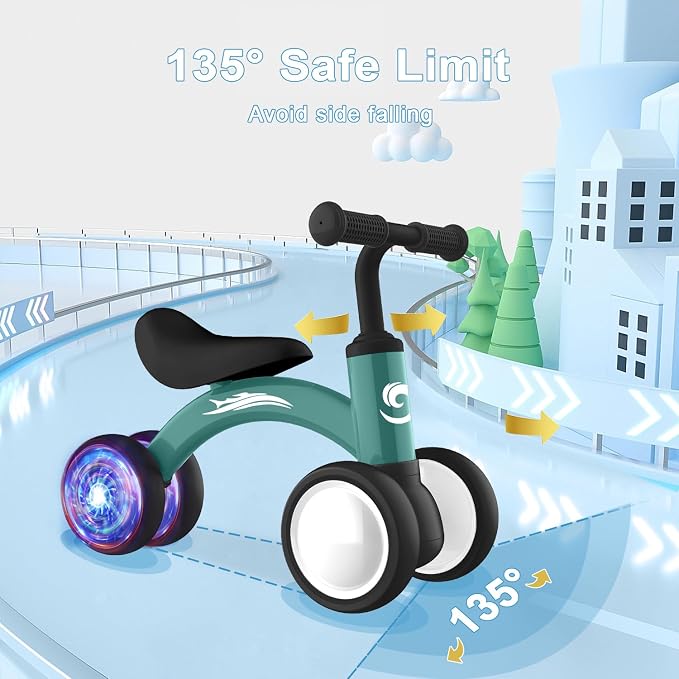Gamfeiny Colorful Lighting Baby Balance Bike Toys for 1 Year Old Boy Girl Gifts, 10-36 Month Toddler Balance Bike, No Pedal 4 Silence Wheels & Soft Seat First Riding on Toys, 1st Birthday Gifts