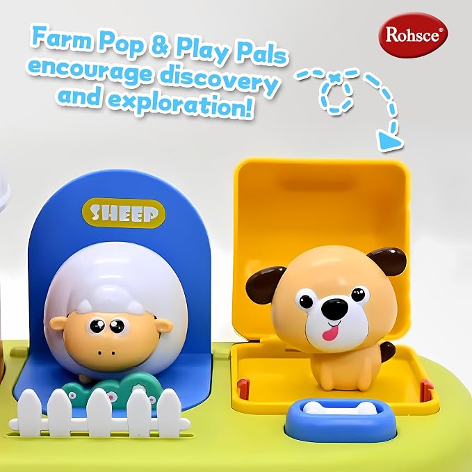 Baby Pop Up Toy, Music Sensory Montessori Toys for 1 Year Old | Interactive Pop Up Animal Toys, Cause and Effect, Educational Early Learning Gift for Toddlers 1-3