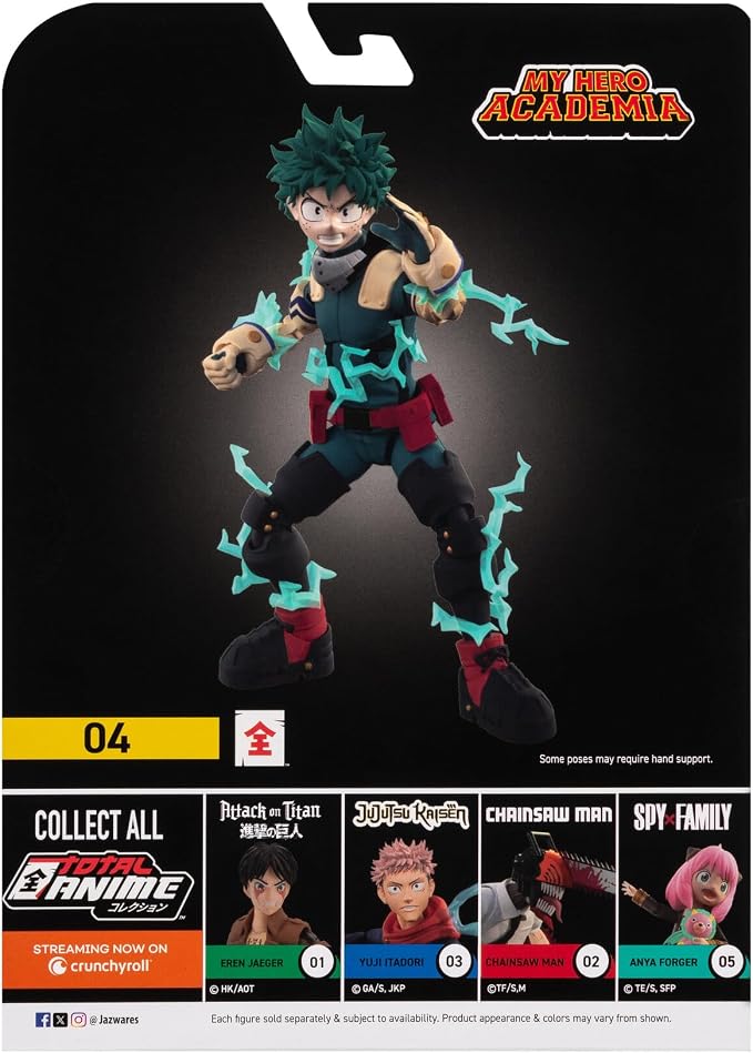 Total Anime Izuku Midoriya - 6.5-Inch Scale Figure with Swappable Faceplates, Alternate Hands, and Energy Effects