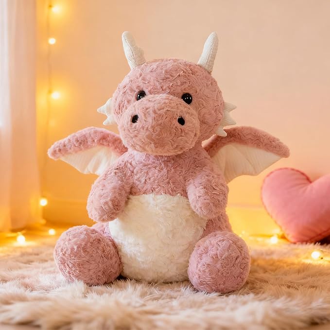 SUSULF Little Flying Dragon - Cute Stuffed Animal Plush Toy - Adorable Soft Dragons Toy Plushies and Gifts - Perfect Present for Kids (Pink,11.81in/30cm)