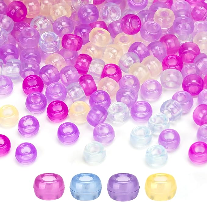 Dowsabel UV Pony Beads Bulk 1000 Pcs 6x9mm, Color Changing Beads Sunlight Sensitive for DIY Bracelets Necklaces Jewelry Making Crafts and Gifts