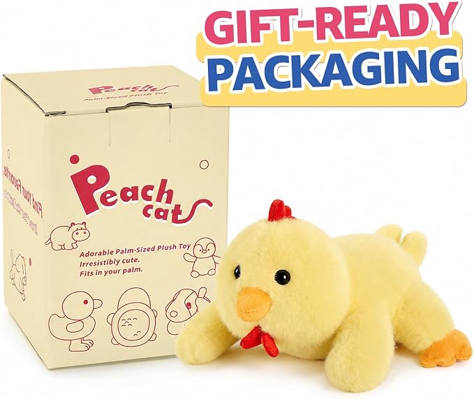PEACH CAT Chicken Stuffed Animal Cute Plushies Small Chick Plush Toys Birthday Gifts for Girls Boys Kids
