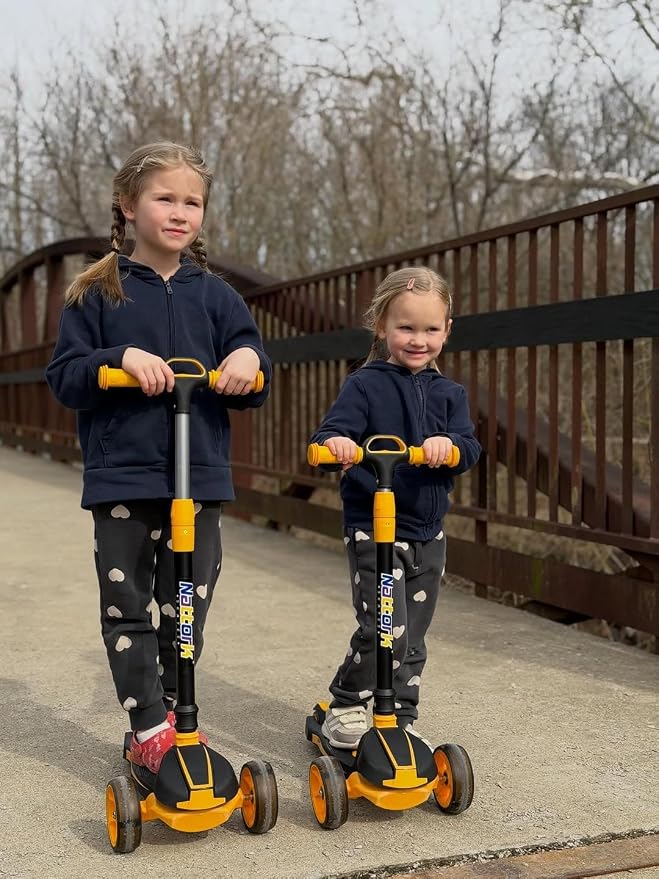 Nattork Kids Scooter for Age 3-8, Toddler Scooter with 4 Adjustable Height for Boys & Girls, Light Up 3-Wheels Foldable Kick Scooter, Lean to Steer, 120LB Weight Capacity