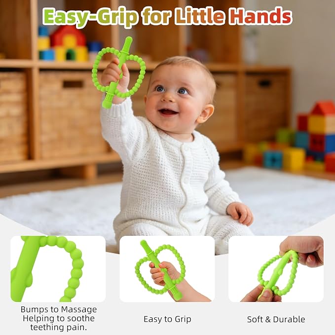 Fu Store Hollow Teether Tube 2 Pack Apple Shape Chew Straw Sensory Toy for Infant Toddlers Silicone Tubes Teething Toys for Babies 0-6 0-12 0-36 Months Gifts Teething Relief Soothing Gums