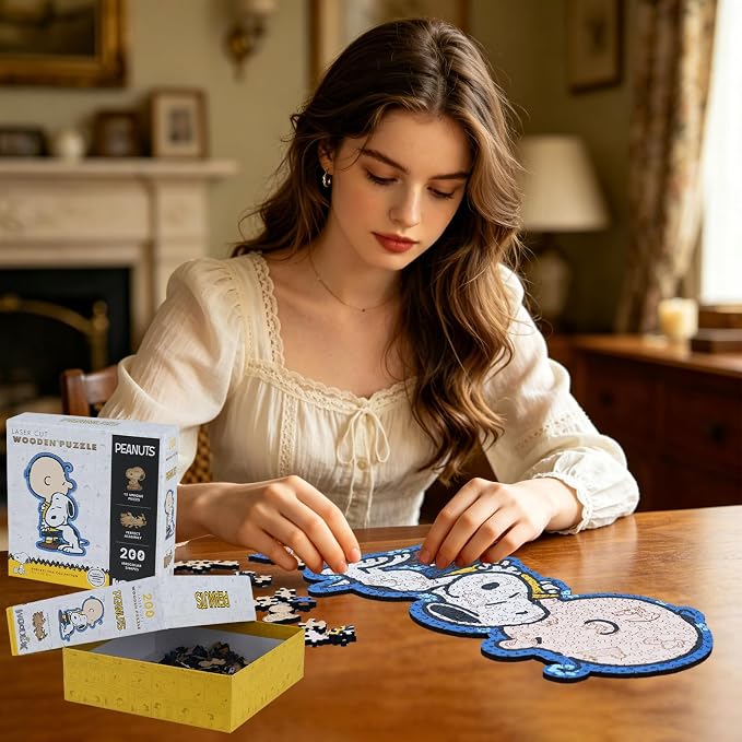 Peanuts Puzzles for Adults – Snoopy Gifts for Women & Children, Charlie Brown Wooden Puzzles, 200 Pieces Unique Shaped Jigsaw Puzzles, 5MM Thick, Officially Licensed – Better Together, 9" x 12.8"