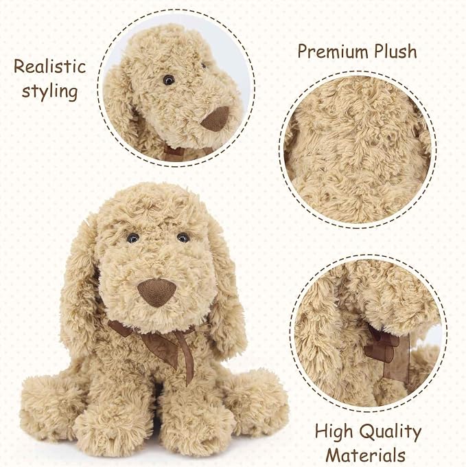 WEIGEDU Poodle Puppy Goldendoodle Stuffed Animal, 11.8 inch, Golden | Cuddly Soft Adorable Toy Dog Labradoodle Plush for Kid Boy Girl Baby Dog Lover Snuggling Birthday Easter Nursery Bedtime Gift