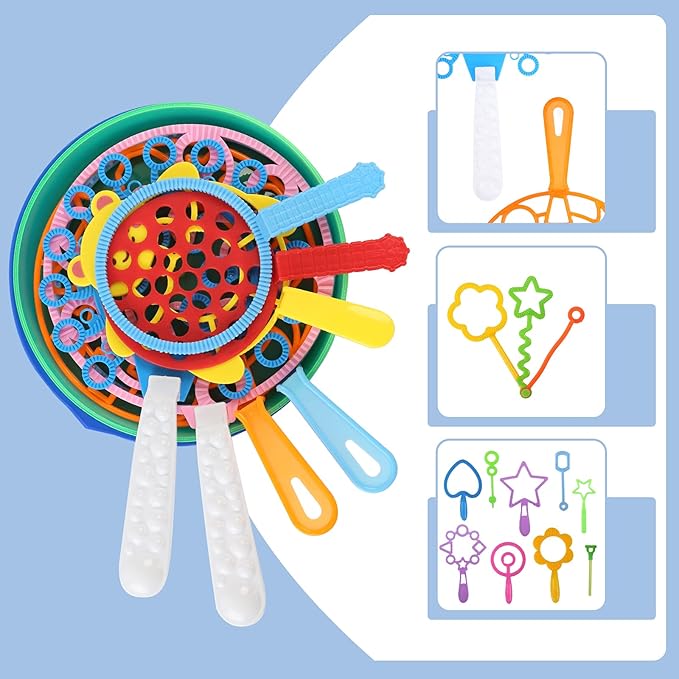 Bubble Wands Set, 28 Pcs Large Bubble Wand with Tray, Great for Kids Summer Outdoor Bubble Party Favors