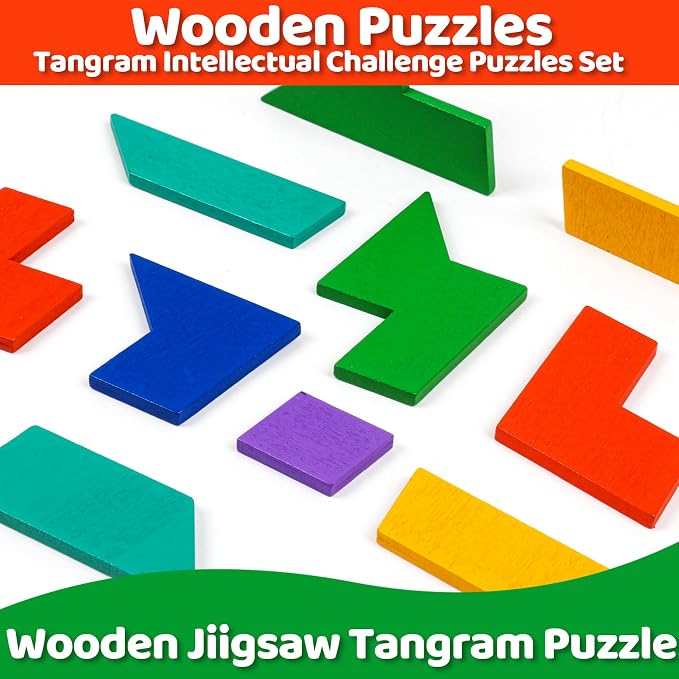 Wooden Puzzles Blocks Brain Teasers Logic Games for Classroom & Party Times,Jigsaw Puzzle Intelligence STEM Montessori Educatioanl IQ Toys Games for Kids Boys Girls Ages 3+ (2 Pack)