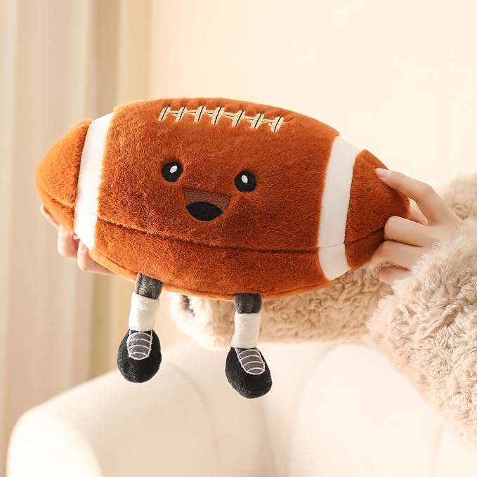 Football Plush, Funny Football Stuffed Animal Toy for Kids, Cute Football Plush Gift for Fans, Sport Throw Pillow for Boys Room Decor, Couch or Bed Birthday Gifts (Football 9 Inch)