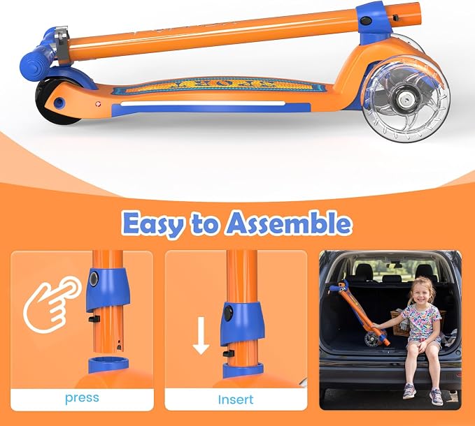 TONBUX Kids Scooter for Ages 3-8: 3-Wheel Kick Scooter with LED Light-Up Wheels & Deck, 7 Lighting Modes, 4 Adjustable Heights, Metal-Reinforced Deck, Lean-to-Steer Balance Training Toddler Scooter