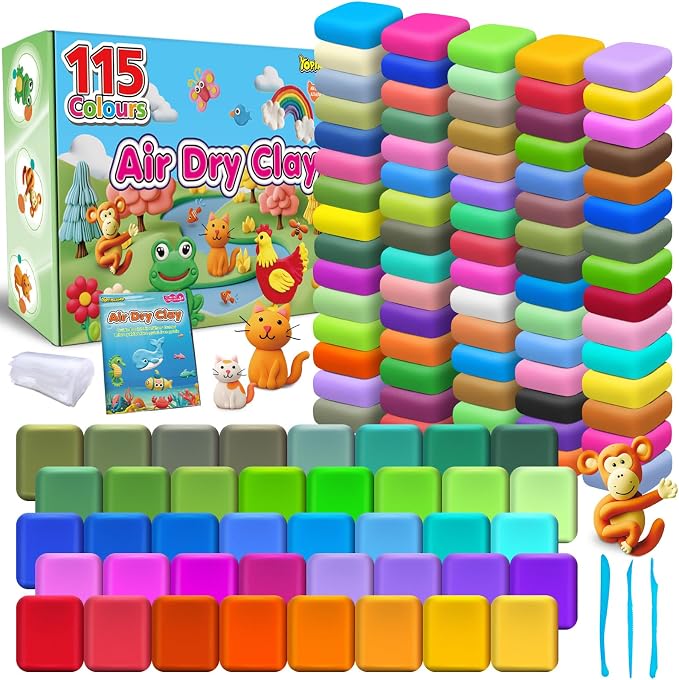 YOPINSAND Air Dry Clay 115 Colors, Modeling Clay for Kids, DIY Molding Magic Toy with Tools, Gift for Kids Boys Girls